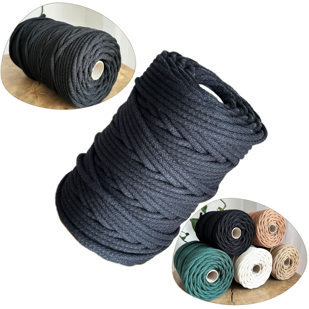 Sznurek do szycia na maszynie czarny 100 metrow motek do szycia koszy torebek sztywny sznurek wytrzymały 6 mm