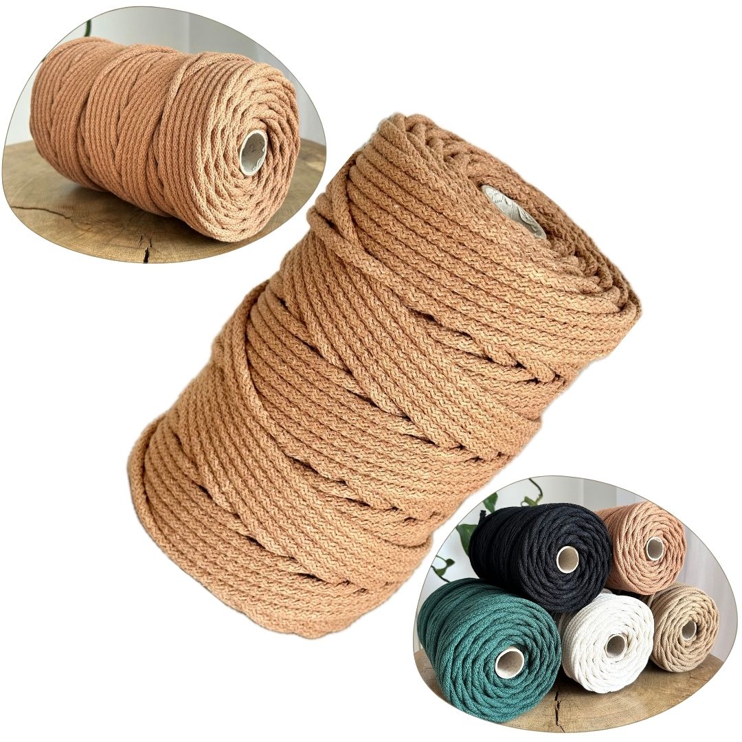 Sznurek do szycia na maszynie karmelowy 6 mm 100 metrów beżowy brąz cynamon