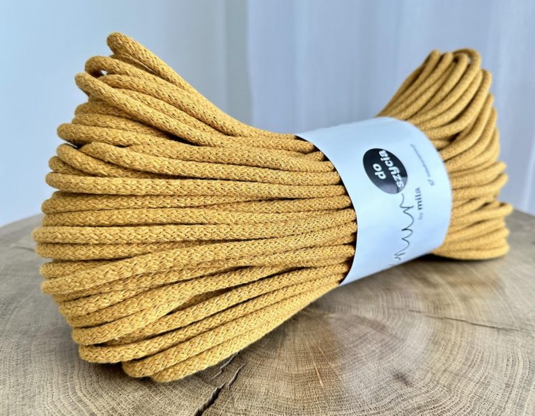 Sznurek do szycia na maszynie musztardowy ochra sznurek do szycia toreb dywanów podkładek koszyczków sztywny trwały polski producent mila druciarnia, sewing rope ochra