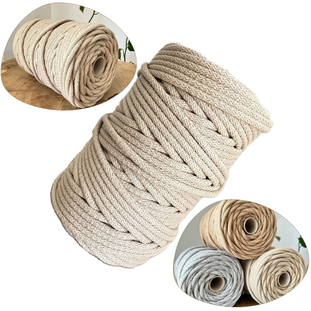 Sznurek do szycia na maszynie do szycia toreb dywanów osłonek jasny beż 100 m 6 mm z rdzeniem