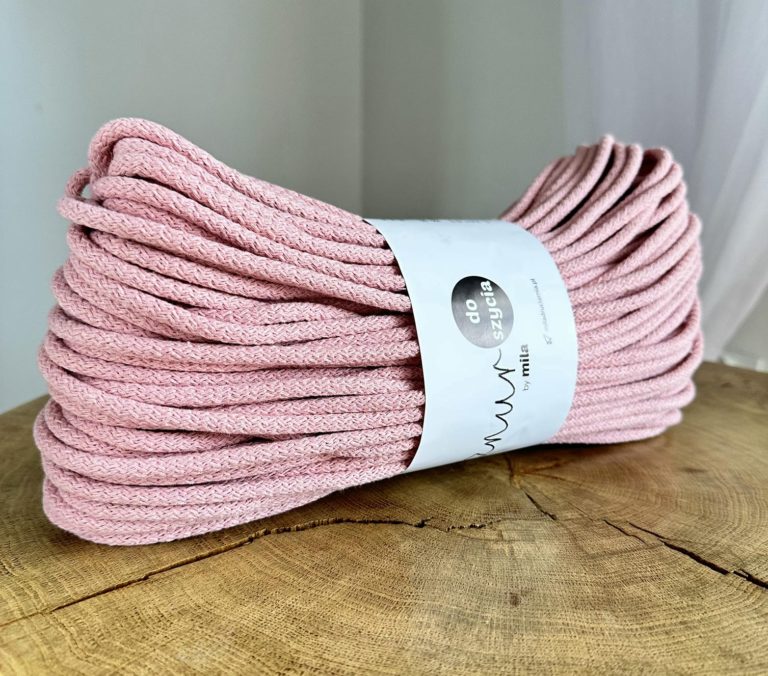 Sznurek do szycia na maszynie pudrowy róż P27 do szycia torebek koszy podkładek 6 mm 50 m mila druciarnia