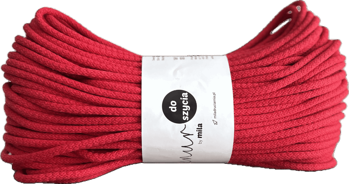 Sznurek do szycia na maszynie czerwony torebek koszy podkładek sztywny sznur do szycia 6 mm 50 metrów małe motki mila druciarnia