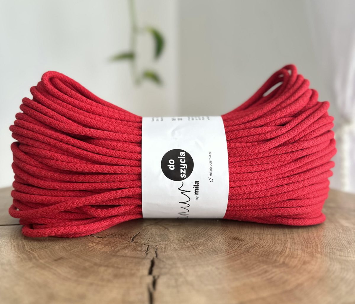 Sznurek do szycia na maszynie czerwony torebek koszy podkładek sztywny sznur do szycia 6 mm 50 metrów małe motki mila druciarnia