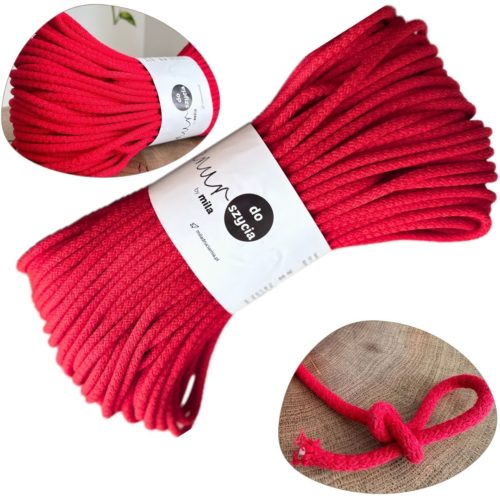 Sznurek do szycia na maszynie czerwony torebek koszy podkładek sztywny sznur do szycia 6 mm 50 metrów małe motki mila druciarnia