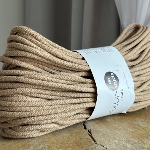 Sznurek do szycia na maszynie beż toffi mila druciarnia sznurek sztywny do szycia toreb koszy podkładek 50 metrów 6 mm