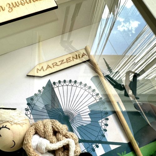 Ludzik makrama na urodziny w ramce personalizowana laleczka z makramy, zabawny prezent na 50tke, zabawny prezent na 40tke, zabawny prezent na 30 stke, zabawny prezent na urodziny rękodzieło symboliczny prezent na urodziny