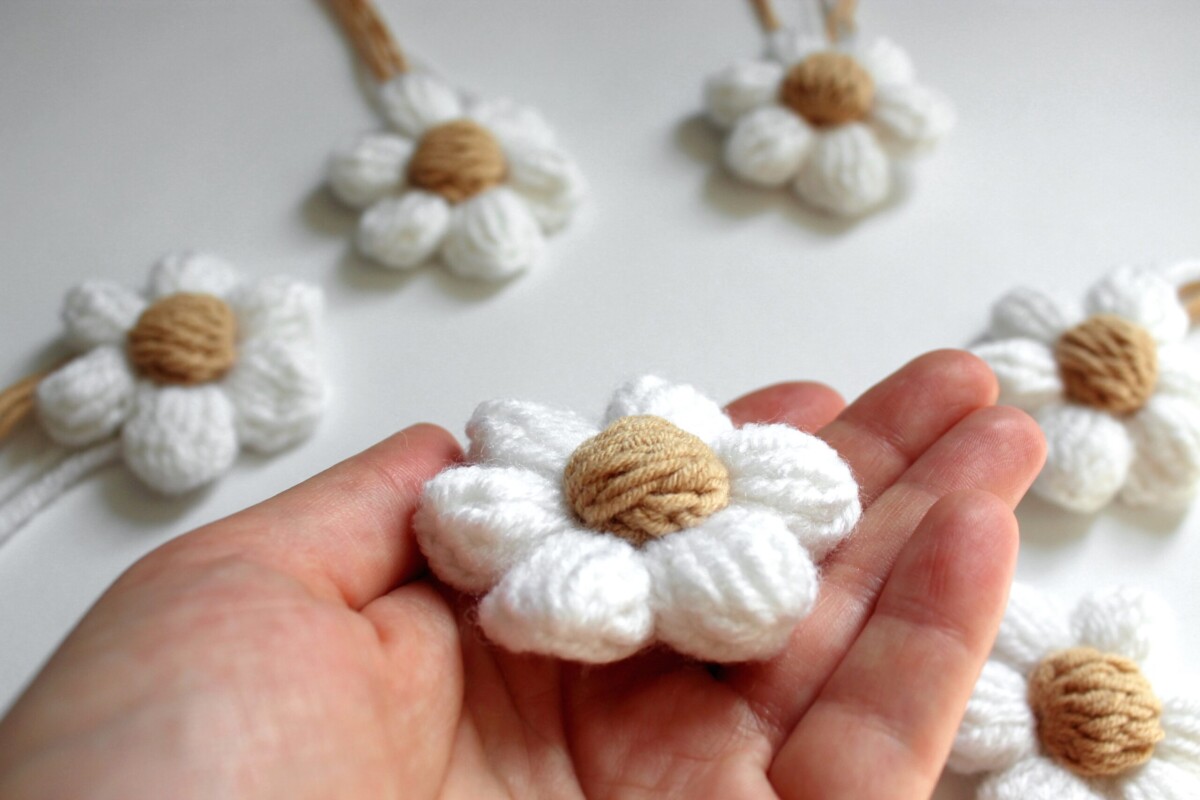 Kwiatki szydełkowe 3d z włóczki do naszywania do swetra, kwiaty z włóczki, kwiatki do swetra kwiatki handmade na szydełku do sweterka