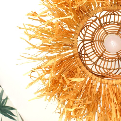 Lampa BOHO wisząca z rafii, sufitowa, abażur z rafii boho, lampa z ratanu wisząca sufitowa, dekoracje z rafii, lampa do sypialni boho, lampa boho na korytarz, żyrandol boho z rafii i rattanu, lampa wisząca boho do sypialni, żyrandol na korytarz, tapeta w liście monstery, lampa na żarówkę z dużym gwintem e27
