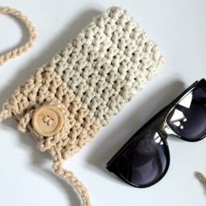 Mini torebka na telefon smartfon, etui na telefon etui na okulary, mała torebka na telefon boho na szydełku ze sznurka bawełnianego beżowa piaskowa, etui na ramię na telefon, mini torebeczka handmade na telefon na ramię na pasku, portfel na telefon ze sznurka, listonoszka na telefon