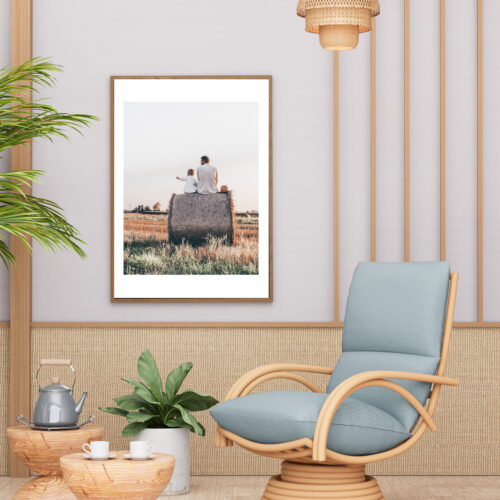 Poster Frame in living room Psd Mockup