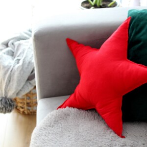 Poduszka gwiazda czerwona bawełnia, poduszka w kształcie gwiazdy, poduszka dekoracyjna gwiazda, czerwone świąteczne dekoracje, poduszki na boże narodzenie świąteczne