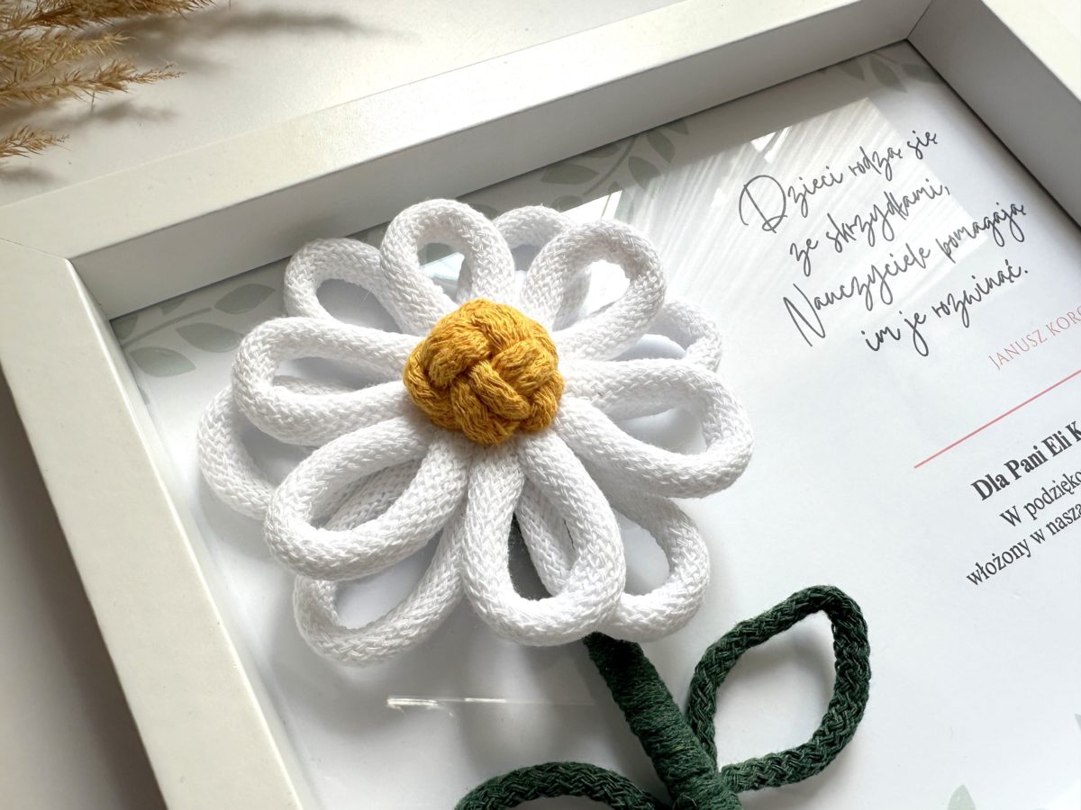 Ramka podziękowanie dla nauczyciela wychowawczyni wychowawcy prezent podziękowanie upominek symboliczny z dedykacją personalizowany preent kwiaty dla nauczycielki kwiaty dla wychowawczyni stokrotki dla nauczyciela rękodzieło polskie prezent pakowany
