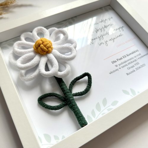 Ramka podziękowanie dla nauczyciela wychowawczyni wychowawcy prezent podziękowanie upominek symboliczny z dedykacją personalizowany preent kwiaty dla nauczycielki kwiaty dla wychowawczyni stokrotki dla nauczyciela rękodzieło polskie prezent pakowany