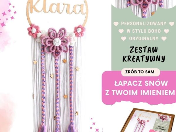 Personalizowany prezent dla dziewczynki Zestaw kreatywny łapacz snów z imieniem i pięknymi różowymi kwiatami 3D na obręczy. personalizowany łapacz snow różowy z kwiatami zrób to sam zestaw kreatywny dla ośmiolatki 9 latki 10 latki dla dziewczynki 12 latki imię w obręczy łapacz snów